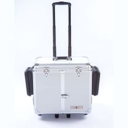 Suitcase with wheels, Pearl White Aluminium