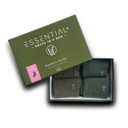 Essential+ bambu sukat, 4 socks in a box, Green Collection