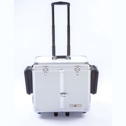 Suitcase with wheels, Pearl White Aluminium