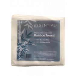 Essential + Kertakäyttöiset pyyhkeet, Biohajoava BAMBUS, Valkoinen, imukykyinen kohokuviointi, 35X40, 1/4-kertainen, 50 kpl.